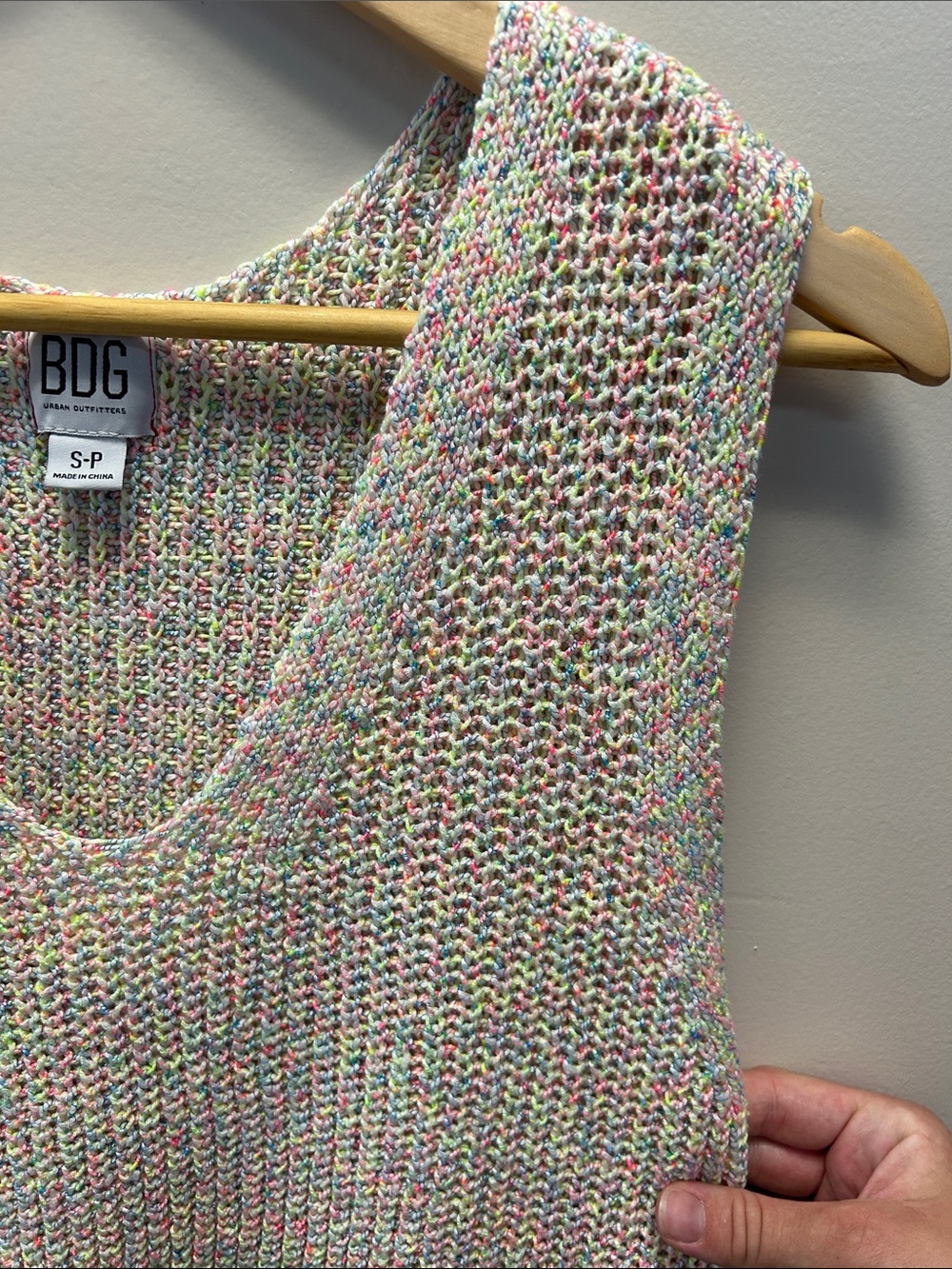 BDG y2K Neon Knit Cropped Multicolor Knit V-Neck Tank - Picture 3 of 8